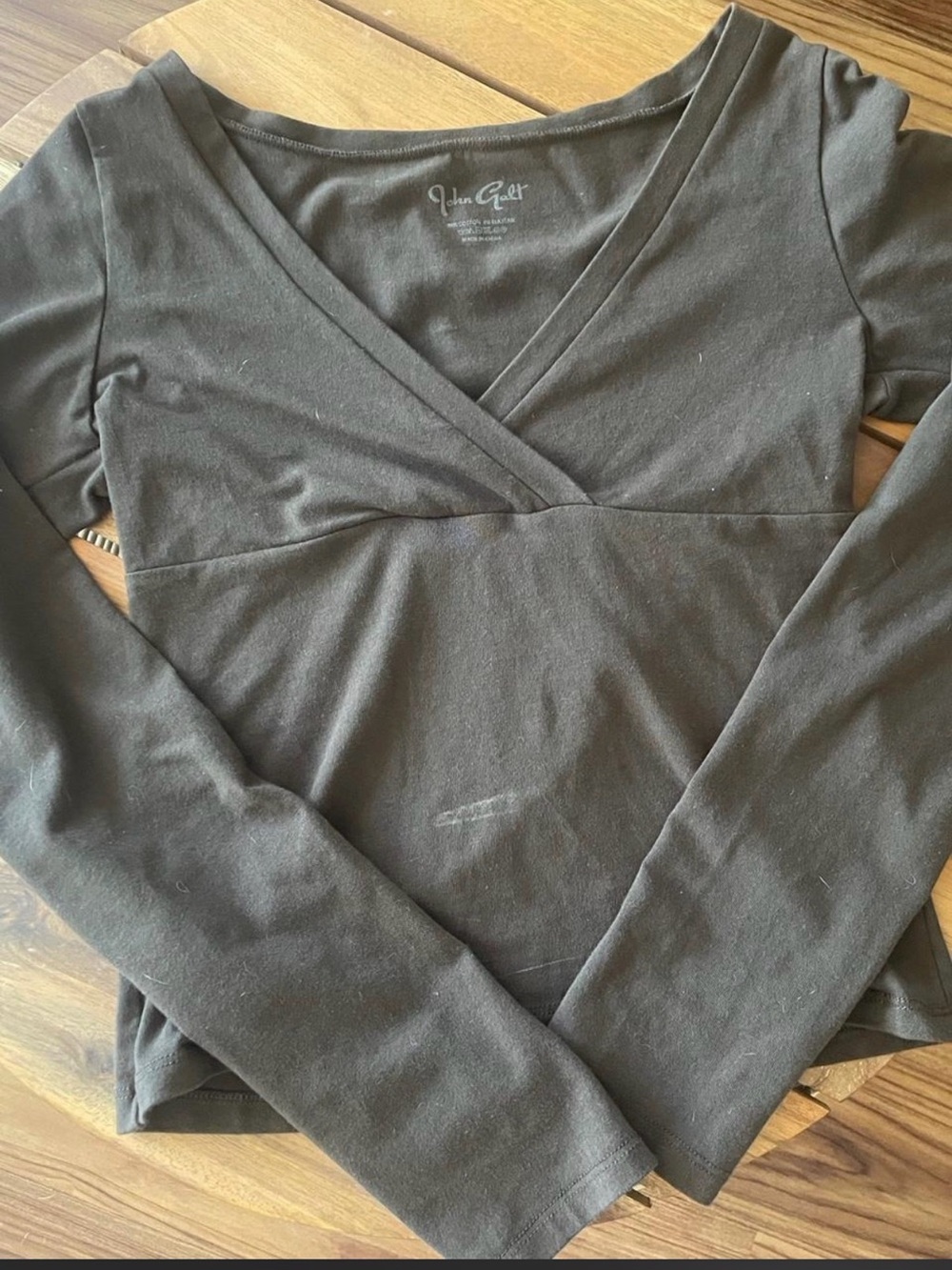 Brandy Melville Women's brown Long-Sleeve V-Neck Top